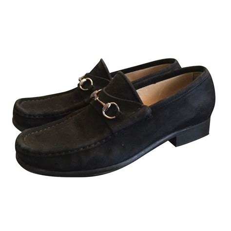 gucci loafers black suede women|Gucci slip on loafers black.